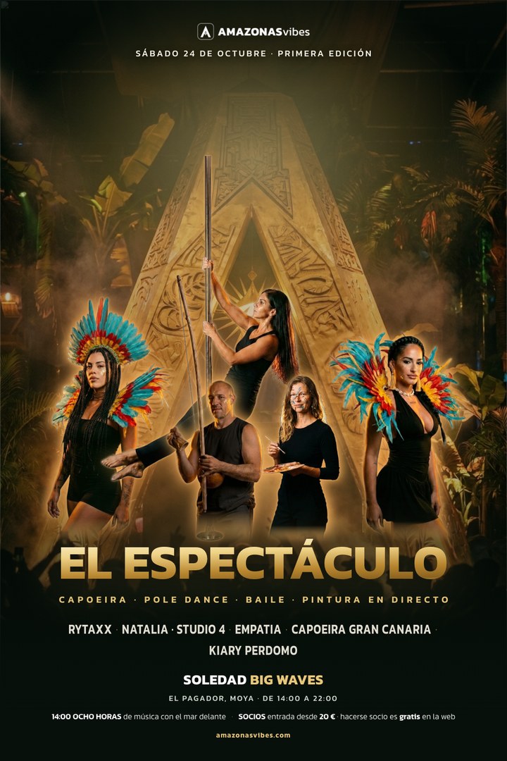Cartel de El espectáculo: capoeira, pole dance, baile y pintura en directo