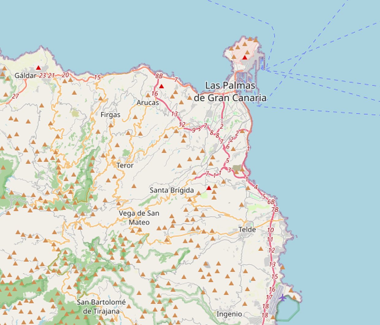 Mapa de Gran Canaria con las dos sedes de AMAZONAS